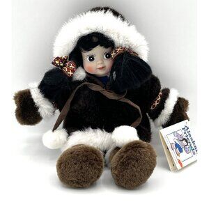 Alaskan Friends Native Style Doll 11" Porcelain Face Hand Crafted Alaska